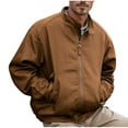 thumbnail image 1 of WREESH Fashion Jacket Men'S Casual Solid Color Buttons Pockets Long Sleeve Hoodless Casual Outwear Coat Brown, 1 of 7