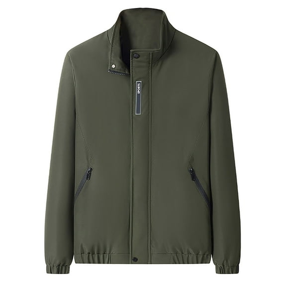 WREESH Fashion Jacket Men'S Casual Sports Daily Outdoor Stand Collar Long Sleeve Jacket Olive Green