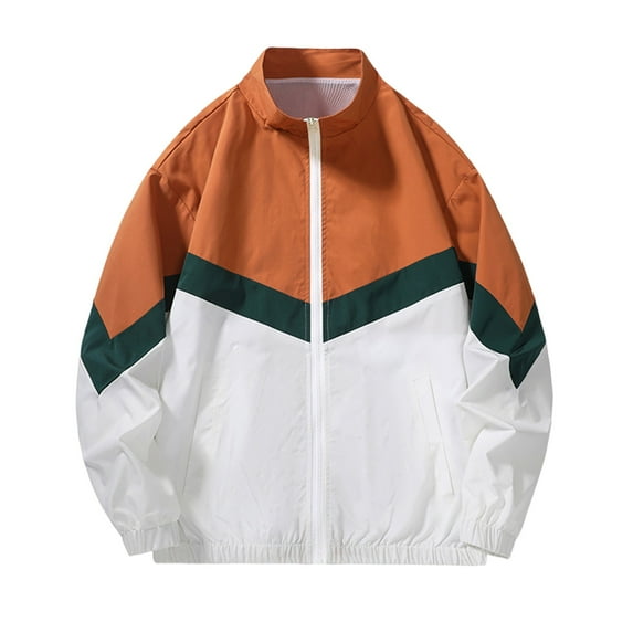 WREESH Fashion Jacket Men'S Casual Sports Slim Long Sleeve Hoodless Casual Coat/Jacket Orange