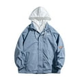 thumbnail image 1 of WREESH Fashion Jacket Men'S Color Match Windproof Warm Jacket Long Sleeve Hooded Casual Outwear Coat Blue, 1 of 5