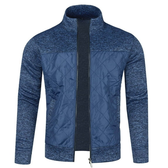 WREESH Fashion Jacket Men'S Long Zipper Sweater Sleeve Sweater Coat Men Long Sleeve Hoodless Casual Outwear Jackets Navy