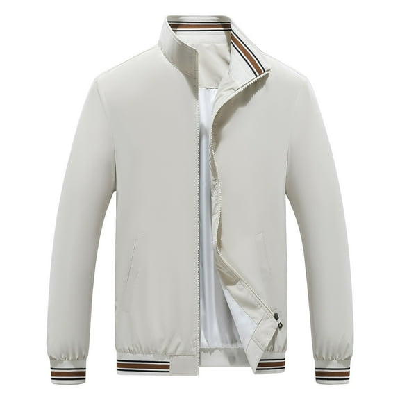 WREESH Fashion Jacket Men'S Solid Color Lapel Thin Casual Large Size Jacket Long Sleeve Coat Khaki