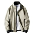 thumbnail image 1 of WREESH Fashion Jacket Men'S Standing Collar Casual Solid Color Zipper Coat Loose Top Jacket Khaki, 1 of 9