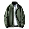 thumbnail image 1 of WREESH Fashion Jacket Men'S Standing Collar Casual Solid Color Zipper Coat Loose Top Jacket Olive Green, 1 of 9