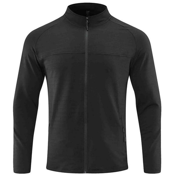 WREESH Fashion Jacket Men Stand Collar Fitness Running Elastic Ventilate Quick-Dry Cardigan Long Sleeve Coat Jacket Black