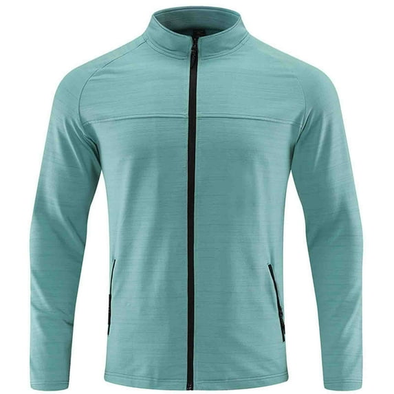 WREESH Fashion Jacket Men Stand Collar Fitness Running Elastic Ventilate Quick-Dry Cardigan Long Sleeve Coat Jacket Green