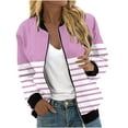 thumbnail image 1 of WREESH Fashion Jacket Women'S Casual Printed Pocket Zippered Coat Pink, 1 of 5