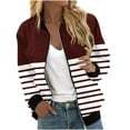 thumbnail image 1 of WREESH Fashion Jacket Women'S Casual Printed Pocket Zippered Coat Wine, 1 of 5