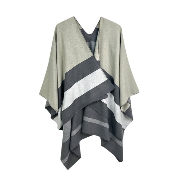 WREESH Fashion Shawls Shawls Wraps Open Front Cardigan Womens Ethnic Style Printed Patchwork Color Able Loose Shawl Cape Knitted Sweater Cardigan Jacket Top Shawl Sweater Gray