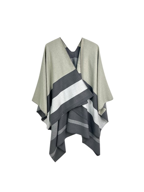 Fashion Shawls Shawls Wraps Open Front Cardigan Womens Ethnic Style Printed Patchwork Color Able Loose Shawl Cape Knitted Sweater Cardigan Jacket Top Shawl Sweater Gray