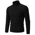 thumbnail image 1 of WREESH Fashion Turtleneck Sweater Men's Knitwear Turtleneck Sweater Vintage Round Neck Solid Color Elastic Pullover Fleecing Trend Sweater Coat Sweater Black, 1 of 3