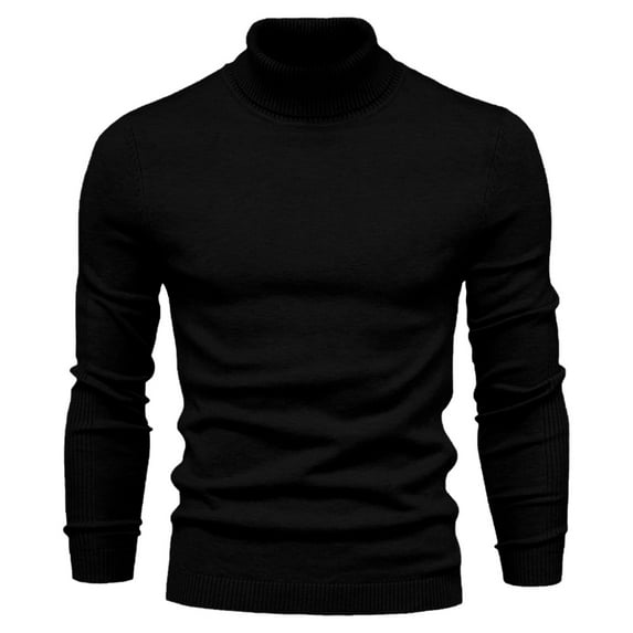 WREESH Fashion Turtleneck Sweater Men's Solid Color High Neck Pullover Long Sleeved Loose Base Shirt Top Sweater Turtleneck Sweater Brown