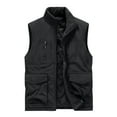 thumbnail image 1 of WREESH Fashion Vest Man Pocket Zipper No Hat Sleeveless Solid Color Tops Cotton Loose Coat Black, 1 of 4