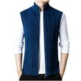 thumbnail image 1 of WREESH Fashion Vest Men'S Casual Stand Up Collar Slim Warm Knit Sweater Sleeveless Hooded Casual Jacket Blue, 1 of 8
