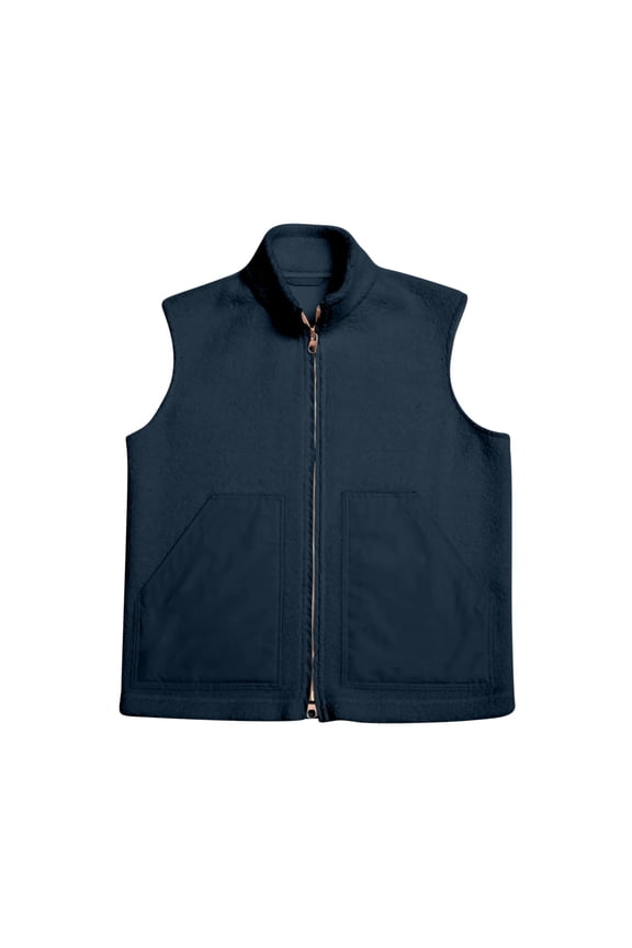 Fashion Vest Men'S Lamb Wool Large Pocket Casual Sleeveless and Hooded Casual Jacket Navy