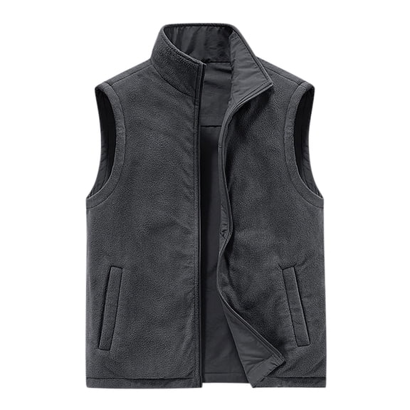 WREESH Fashion Vest Men'S Thin Workwear Solid Color Stand Collar Sleeveless Jacket Tank Tops Gray