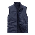 thumbnail image 1 of WREESH Fashion Vest Men'S Thin Workwear Waistcoat Solid Color Stand Collar Sleeveless Jacket Tank Tops Dark Blue, 1 of 9