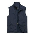 thumbnail image 1 of WREESH Fashion Vest Men'S Thin Workwear Waistcoat Solid Color Stand Collar Sleeveless Jacket Tank Tops Dark Blue, 1 of 8