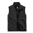thumbnail image 1 of WREESH Fashion Vest Men'S Work Clothes Jacket Solid Color Stand Collar Multiple Pockets Outdoor Sports Photography Leisure Coat Black, 1 of 6