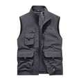 thumbnail image 1 of WREESH Fashion Vest Men'S Work Clothes Jacket Solid Color Stand Collar Multiple Pockets Outdoor Sports Photography Leisure Coat Gray, 1 of 5