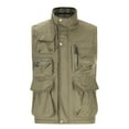 thumbnail image 1 of WREESH Fashion Vest Men'S Work Clothes Jacket Solid Color Stand Collar Multiple Pockets Outdoor Sports Photography Leisure Coat Khaki, 1 of 5