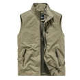 thumbnail image 1 of WREESH Fashion Vest Men'S Work Clothes Jacket Solid Color Stand Collar Multiple Pockets Outdoor Sports Photography Leisure Coat Khaki, 1 of 6