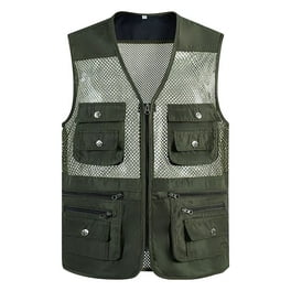 Men's Cargo Camo Vest Zip-up Pockets Hunting Tactical Oscar