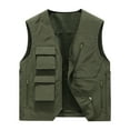 thumbnail image 1 of WREESH Fashion Vest Men Solid Sports Casual Zipper Multi-Pocket Quick Drying Sleeveless Outdoor Jackets Olive Green, 1 of 4