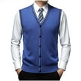 thumbnail image 1 of WREESH Fashion Vest Sleeveless Cardigan Men's Casual Solid Color Sleeveless Four Seasons Wool Knitted Cardigan Sweater Blue, 1 of 8