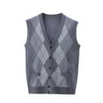 thumbnail image 1 of WREESH Fashion Vest Sleeveless Cardigan Men's Wool Blended V-Neck Knitted Cardigan Cardigan Sweater Colorblock Casual All-Match Sleeveless Sweater Gray, 1 of 8