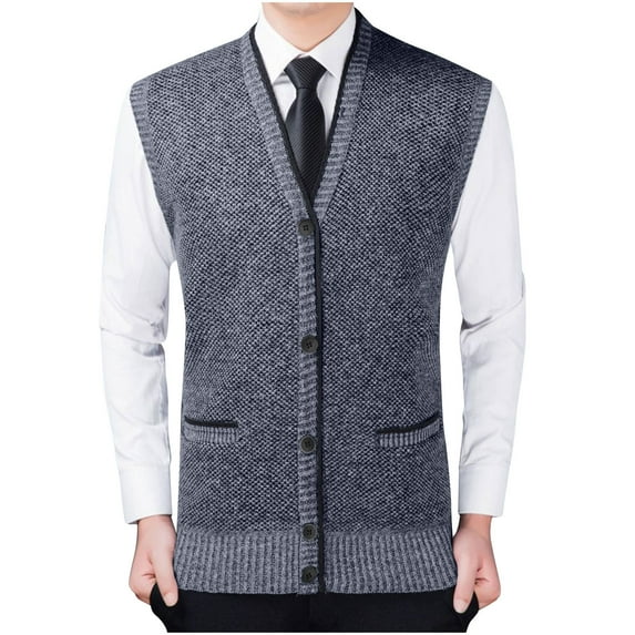 WREESH Fashion Vest Zip-Up Sleeveless Cardigan Men's S Sleeveless Garment Comfortable Breathable V-Neck Blouses Tops Sweater Dark Gray