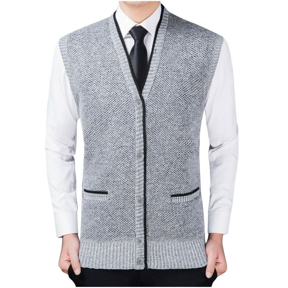 WREESH Fashion Vest Zip-Up Sleeveless Cardigan Men's S Sleeveless Garment Comfortable Breathable V-Neck Blouses Tops Sweater Gray