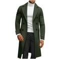 thumbnail image 1 of WREESH Fashion Winter Coat Men Casual Button Solid Long Sleeve Pockets Stand Collar Outwear Coat Olive Green, 1 of 5