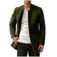 thumbnail image 1 of WREESH Fashion Winter Coat Men'S Casual Solid Color Buttons Pockets Long Sleeve Hoodless Casual Long Outwear Trench Coat Olive Green, 1 of 6