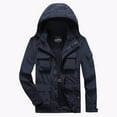 thumbnail image 1 of WREESH Fashion Winter Jacket Hooded Jacket Top Zipper Pocket Strap Loose Coat Long Sleeves Disassemble Dark Blue, 1 of 3
