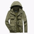 thumbnail image 1 of WREESH Fashion Winter Jacket Hooded Jacket Top Zipper Pocket Strap Loose Coat Long Sleeves Disassemble Khaki, 1 of 3
