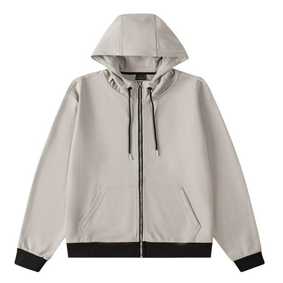 WREESH Fashion Winter Jacket Man Solid Color Knit Cardigan Drawstring Pockets Hooded Coat Khaki
