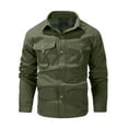 thumbnail image 1 of WREESH Fashion Winter Jacket Men Button Opening and Closing Coat Lapel Plaid Long Sleeve Carry Pockets Jacket Green, 1 of 7