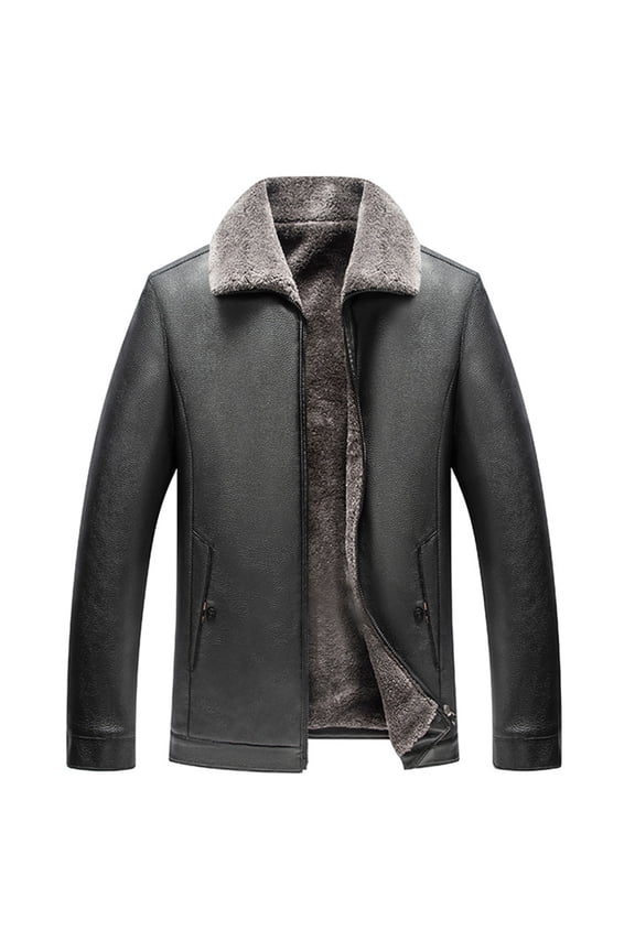 Fashion Winter Jacket Men Imitation Mink Velvet Warm Vintage Jacket Long Sleeve Winter Coat Casual Tops Black