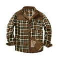 thumbnail image 1 of WREESH Fashion Winter Jacket Men'S Button Opening and Closing Fleecing Plaid Coat Long Sleeve Stand Collar Jacket Brown, 1 of 6