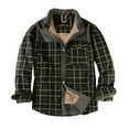 thumbnail image 1 of WREESH Fashion Winter Jacket Men'S Button Opening and Closing Fleecing Plaid Coat Long Sleeve Stand Collar Jacket Dark Army, 1 of 8