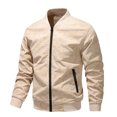 thumbnail image 1 of WREESH Fashion Winter Jacket Men'S Casual Printing Zipper Pockets Long Sleeve Hoodless Casual Outwear Beige, 1 of 6