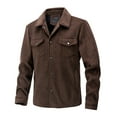 thumbnail image 1 of WREESH Fashion Winter Jacket Men'S Casual Solid Color Pockets Buttons Long Sleeve Outwear Coat Jacket Coffee, 1 of 5