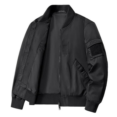 WREESH Fashion Winter Jacket Men'S Casual Sports Daily Outdoor Stand Collar Long Sleeve Jacket Black