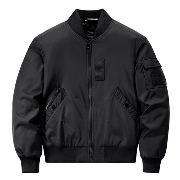 WREESH Fashion Winter Jacket Men'S Casual Sports Daily Outdoor Stand Collar Long Sleeve Jacket Black