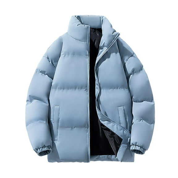 WREESH Fashion Winter Jacket Men'S Casual Sports Daily Outdoor Stand Collar Long Sleeve Jacket Blue