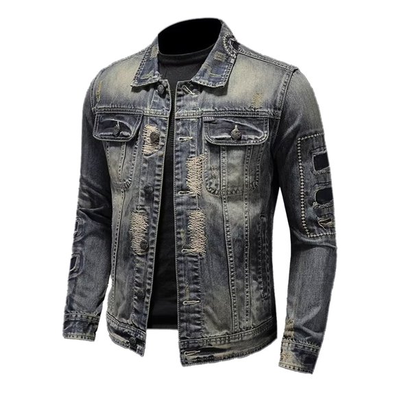 WREESH Fashion Winter Jacket Men'S Denim Workwear Jacket Loose Casual Men'S Top Long Sleeved Hooded Casual Jacket/Jacket Black
