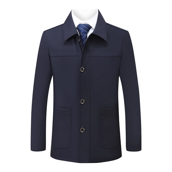 WREESH Fashion Winter Jacket Men'S Men'S Leather Motorcycle Jackets Casual Tops Coats Navy