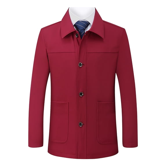 WREESH Fashion Winter Jacket Men'S Men'S Leather Motorcycle Jackets Casual Tops Coats Red