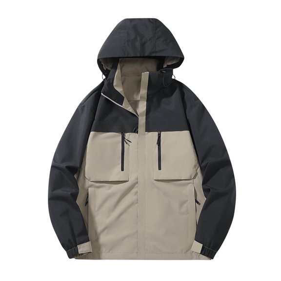 WREESH Fashion Winter Jacket Men'S Spring and Charge Coat Thin Outdoor Mountaineering and Riding Windproof Work Coat Khaki